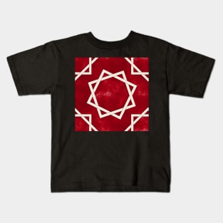 Octagrams on Red Clouds Pattern Kids T-Shirt